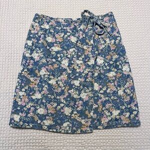 Vtg Paul Harris Denim Floral Wrap Skirt Size 2 Cottagecore